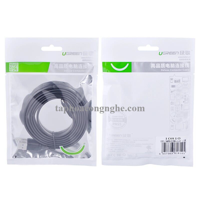 Ugreen 10853 0.5M màu Đen Cáp USB 3.0 sang MICRO USB 3.0 cho ổ cứng dáng dẹt US130 30010853